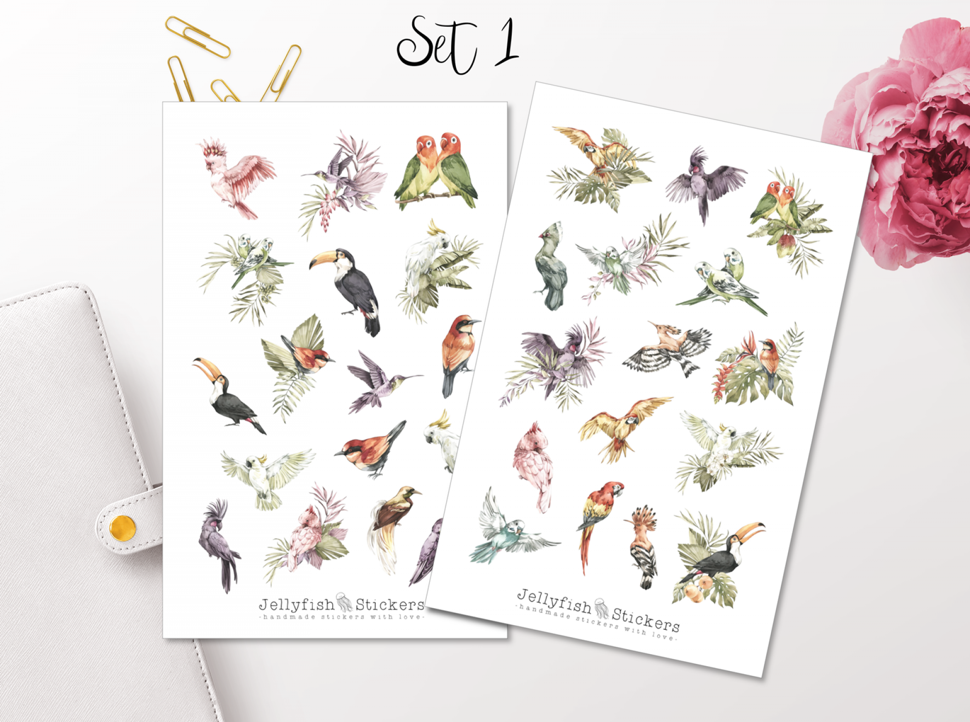 Sommer Vögel Sticker Set